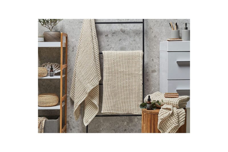 Håndklæde Areora sæt af 4 Beige - Beige - Tekstiler - Badetekstiler - Badehåndklæder
