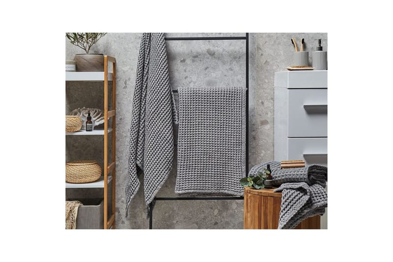 Håndklæde Areora sæt af 4 Grå - Grå - Tekstiler - Badetekstiler - Badehåndklæder