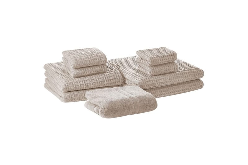 Håndklæde Areora sæt af 9 Beige - Beige - Tekstiler - Badetekstiler - Håndklæder