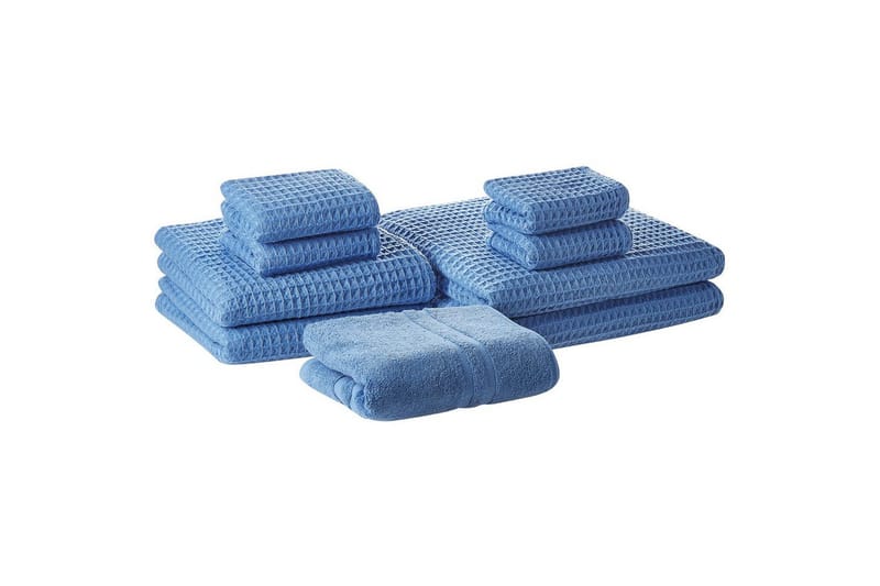 Håndklæde Areora sæt af 9 Blå - Blå - Tekstiler - Badetekstiler - Håndklæder
