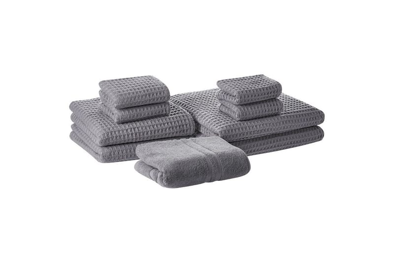 Håndklæde Areora sæt af 9 Grå, Grå