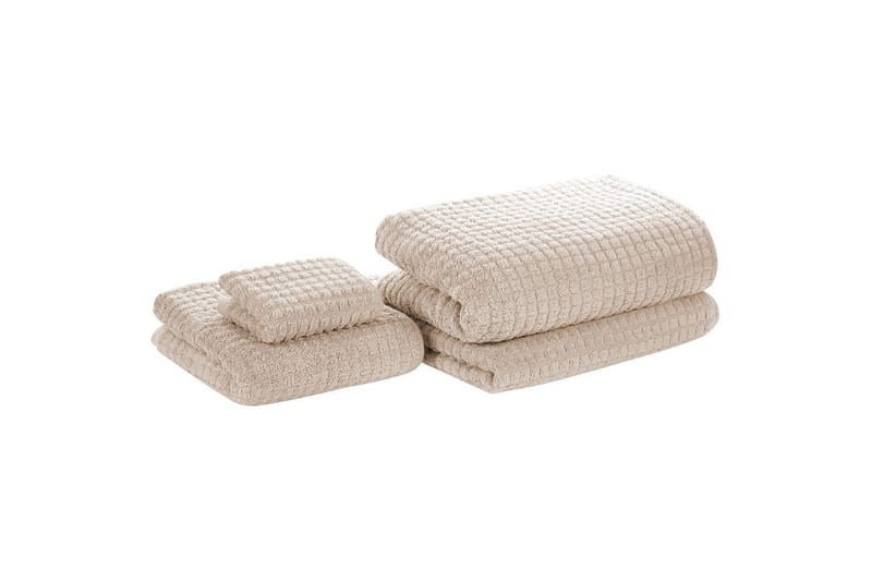 Håndklæde Atai sæt af 4 Beige - Beige - Tekstiler - Badetekstiler - Håndklæder