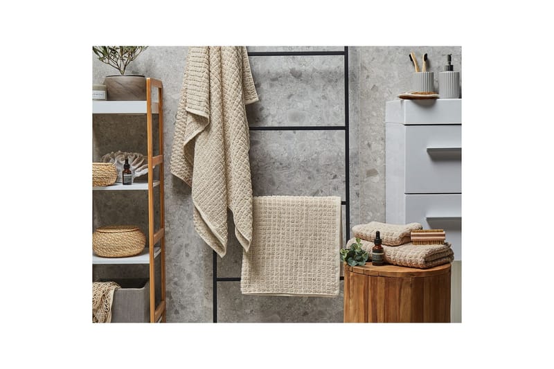 Håndklæde Atai sæt af 4 Beige - Beige - Tekstiler - Badetekstiler - Håndklæder