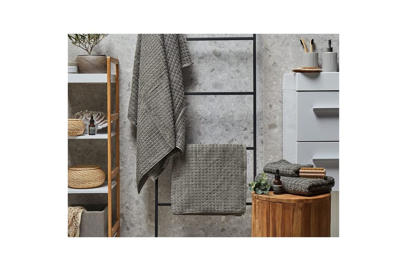 Håndklæde Atai sæt af 4 Grå - Grå - Tekstiler - Badetekstiler - Håndklæder