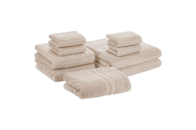 Håndklæde Atai sæt af 9 Beige - Beige - Tekstiler - Badetekstiler - Håndklæder