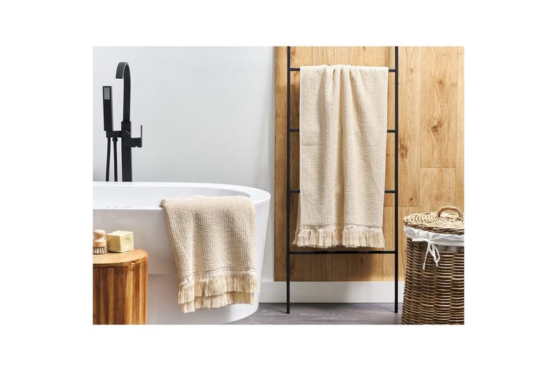 Håndklæde Atiu sæt af 2 Beige - Beige - Tekstiler - Badetekstiler - Badehåndklæder