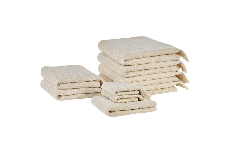 Håndklæde Atiu sæt af 9 Beige - Beige - Tekstiler - Badetekstiler - Håndklæder