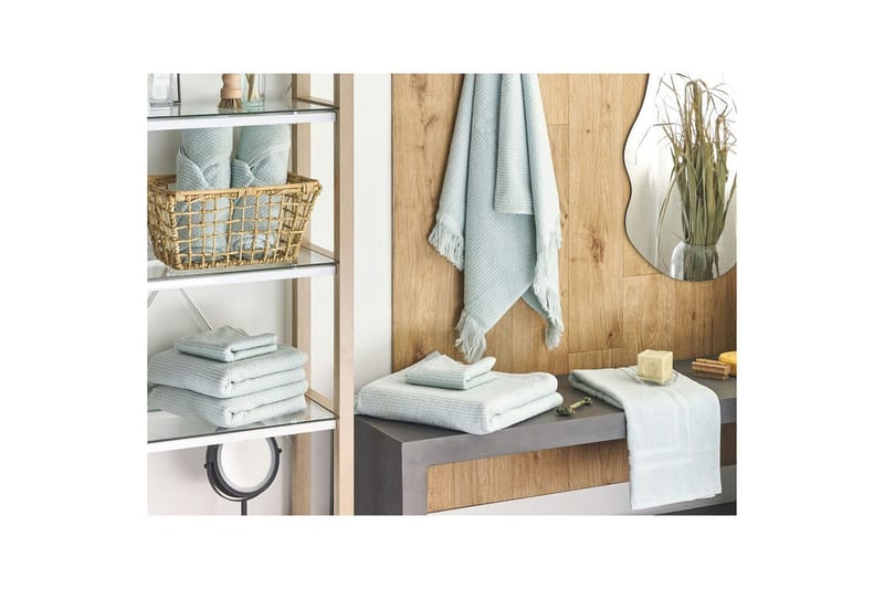 Håndklæde Atiu sæt af 9 Grøn - Grøn - Tekstiler - Badetekstiler - Håndklæder