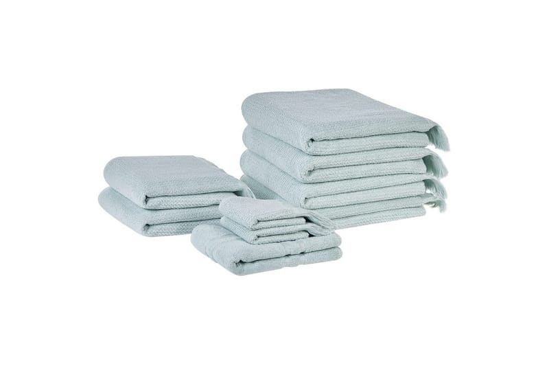 Håndklæde Atiu sæt af 9 Grøn - Grøn - Tekstiler - Badetekstiler - Håndklæder