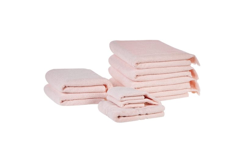 Håndklæde Atiu sæt af 9 Rosa - Rosa - Tekstiler - Badetekstiler - Håndklæder