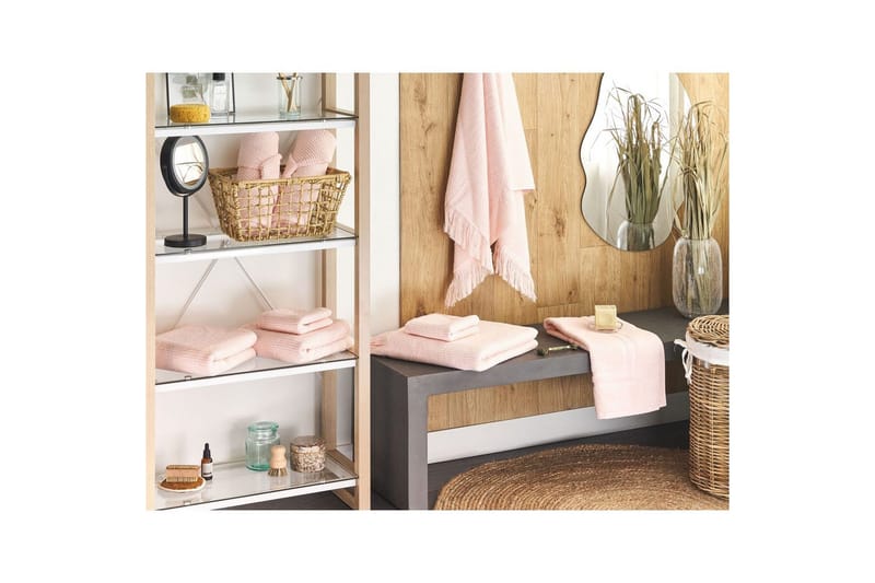 Håndklæde Atiu sæt af 9 Rosa - Rosa - Tekstiler - Badetekstiler - Håndklæder