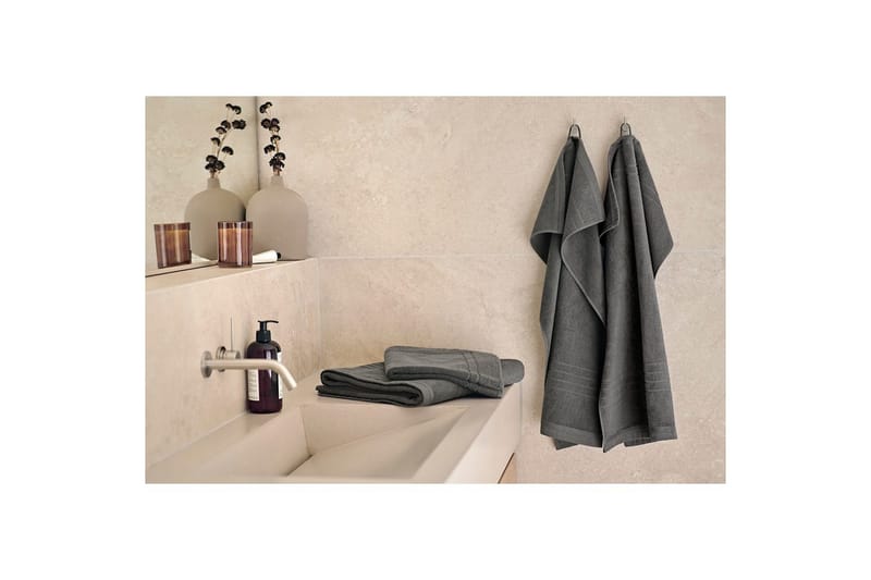 Håndklæde Helle 50 x 70 cm - Grå - Tekstiler - Badetekstiler - Håndklæder