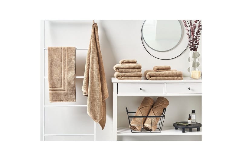 Håndklæde Mitiaro sæt á 9 Beige - Beige - Tekstiler - Badetekstiler - Håndklæder