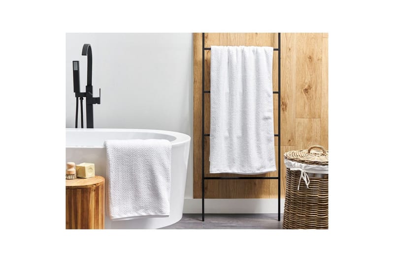 Håndklæde Mitiaro sæt om 2 Hvid - Hvid - Tekstiler - Badetekstiler - Badehåndklæder