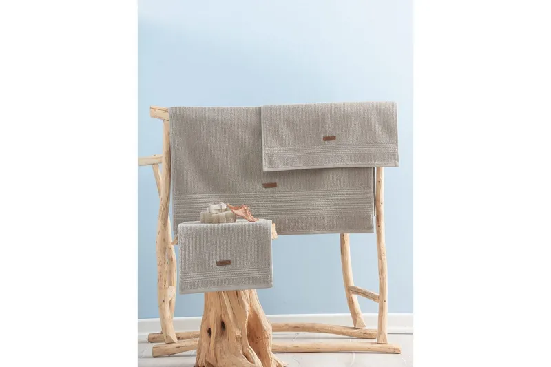 Håndklædesæt (3 stykker) Velvære Beige - Beige - Tekstiler - Badetekstiler - Håndklæder