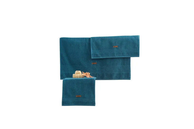 Håndklædesæt (3 stykker) Velvære Petrolblå, Petrolblå