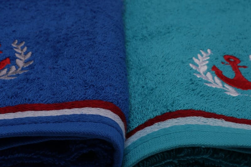 Ashburton Håndklæde 4-pak - Rød/Grå/Turkis/Blå - Tekstiler - Badetekstiler - Håndklæder