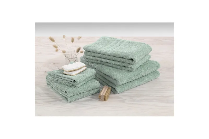 Gæstehåndklæde Basis Frotté - Grøn - Tekstiler - Badetekstiler - Håndklæder