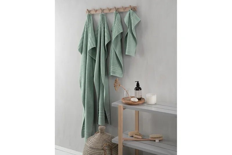 Gæstehåndklæde Basis Frotté - Grøn - Tekstiler - Badetekstiler - Håndklæder