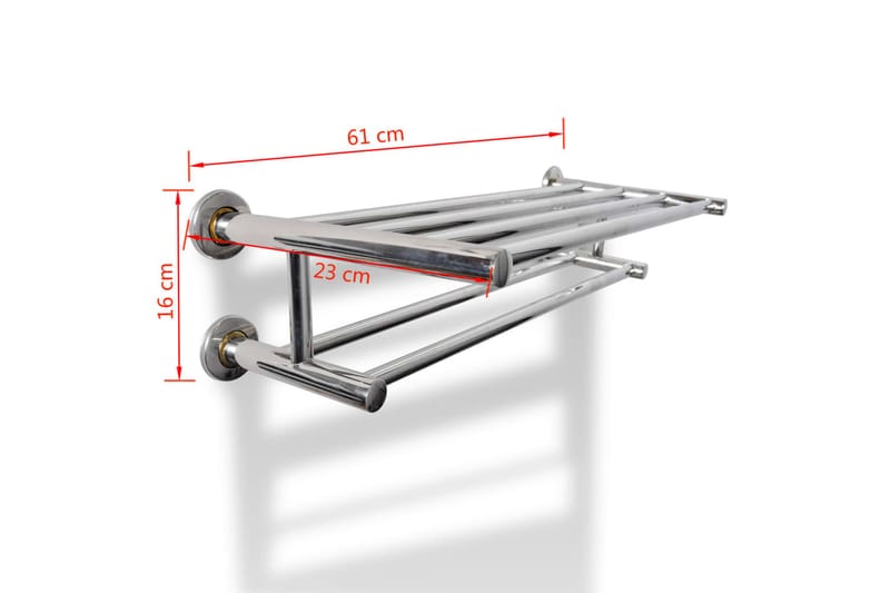 håndklædeholder 6 rør rustfrit stål - Sølv - Håndklæder