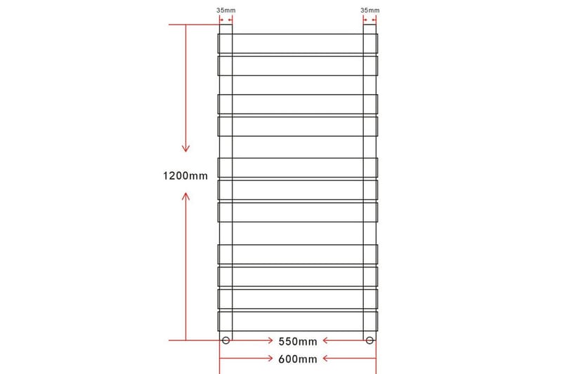 Håndklædetørrer til badeværelset centralvarm lige 600x1200mm - Hvid - Tekstiler - Badetekstiler - Håndklæder