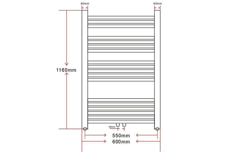 Håndklædetørrer til badeværelset centralvarme 600x1160 mm - Hvid - Tekstiler - Badetekstiler - Håndklæder