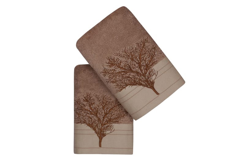 Hobby Håndklæde 50x90 cm 2-pak - Lysebrun/Creme - Håndklæder