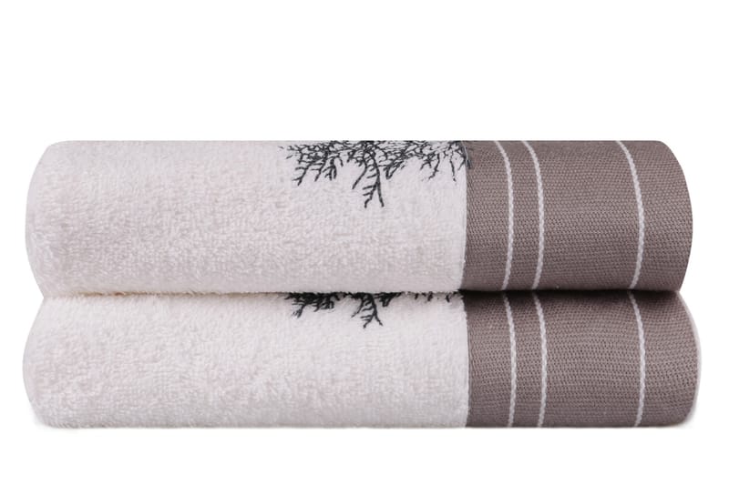 Hobby Håndklæde 50x90 cm 2-pak - Hvid/Beige - Håndklæder