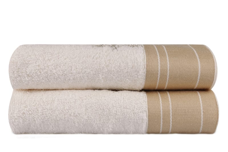 Hobby Håndklæde 50x90 cm 2-pak - Creme/Hvid - Håndklæder