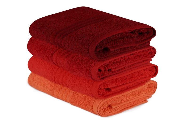 Hobby Håndklæde 50x90 cm 4-pak - Orange/Rød/Lyserød - Tekstiler - Badetekstiler - Håndklæder