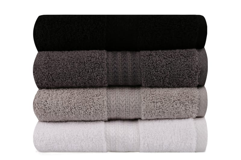 Hobby Håndklæde 50x90 cm 4-pak - Hvid/Grå/Mørkegrå/Sort - Tekstiler - Badetekstiler - Håndklæder