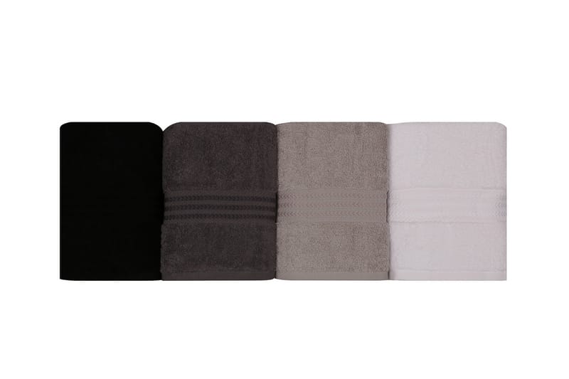 Hobby Håndklæde 50x90 cm 4-pak - Hvid/Grå/Mørkegrå/Sort - Tekstiler - Badetekstiler - Håndklæder