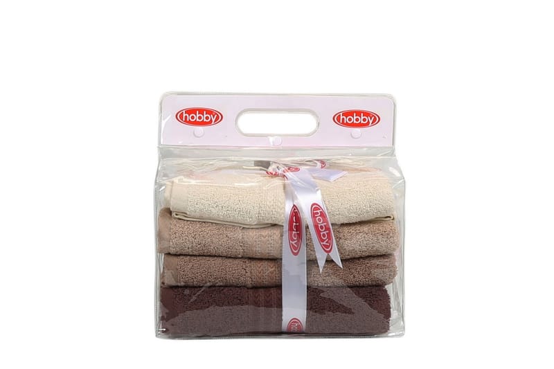 Hobby Håndklæde 50x90 cm 4-pak - Creme/Beige/Brun - Tekstiler - Badetekstiler - Håndklæder
