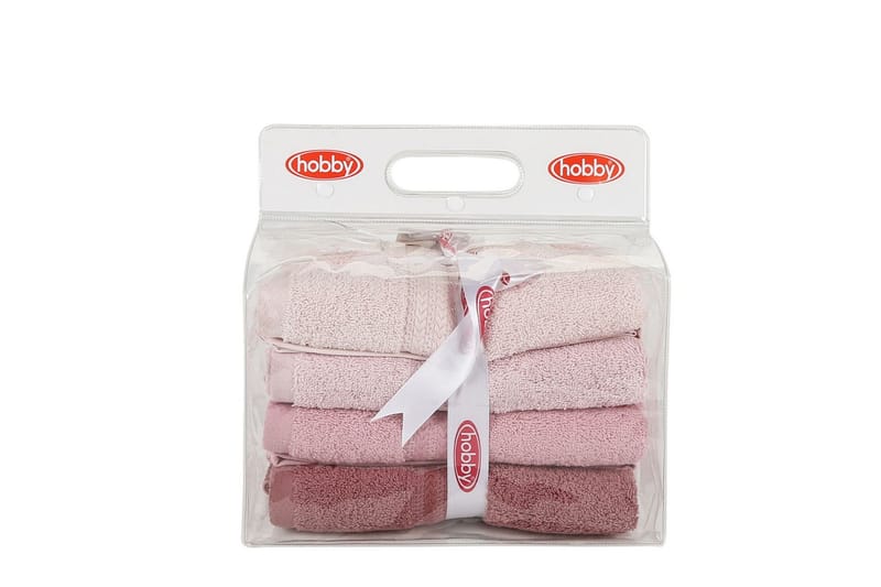 Hobby Håndklæde 50x90 cm 4-pak - Lys Lyserød/Creme - Tekstiler - Badetekstiler - Håndklæder