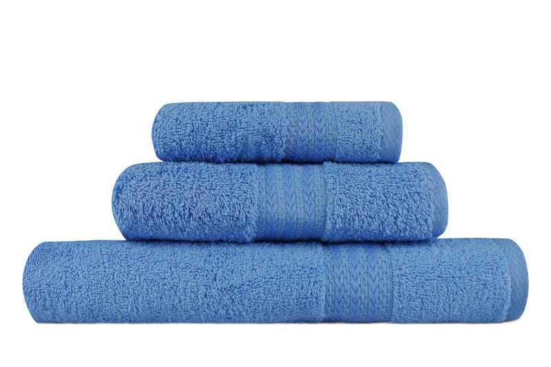 Hobby Håndklæde Sæt med 3 - Blå - Tekstiler - Badetekstiler - Håndklæder