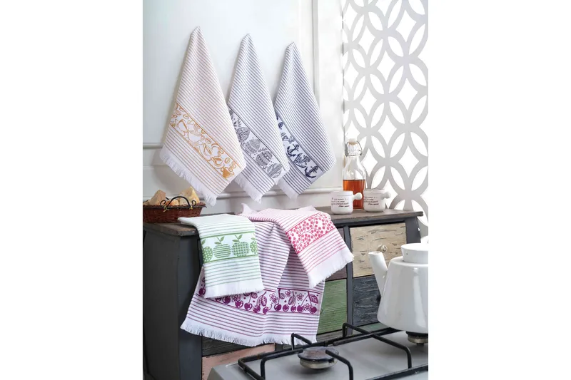 Landercost Vaskeklud 6-pak, Hvid/Blå/Grå/Lyserød/Lilla/Grøn/Gul