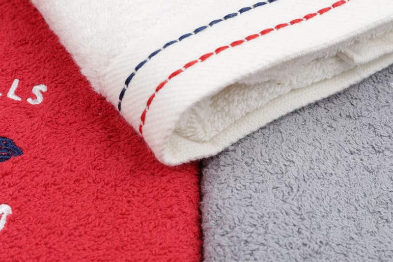 Tarilonte Håndklæde 3-pak - Hvid/Rød/Grå - Håndklæder