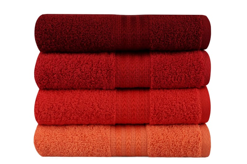 Hobby Håndklæde 50x90 cm 4-pak - Orange/Rød/Lyserød - Håndklæder