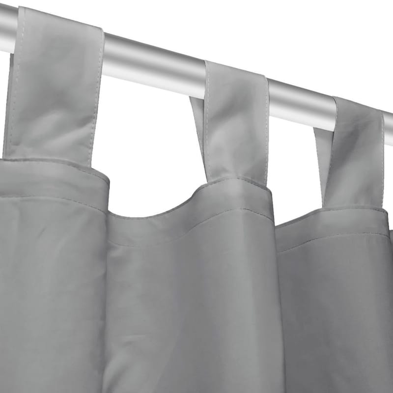 gardiner i mikro-satin 2 stk. med løkker 140 x 175 cm grå - Grå - Mørkelægningsgardin