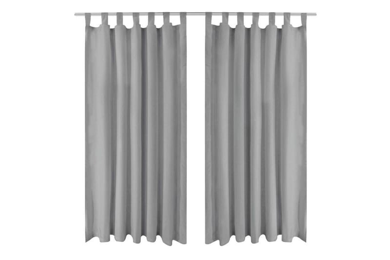 gardiner i mikro-satin 2 stk. med løkker 140 x 175 cm gr�å - Grå - Mørkelægningsgardin