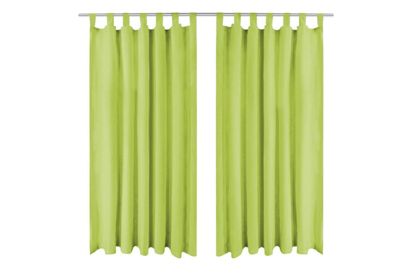 gardiner i mikro-satin 2 stk. med løkker 140 x 225 cm grøn - Grøn - Mørkelægningsgardin