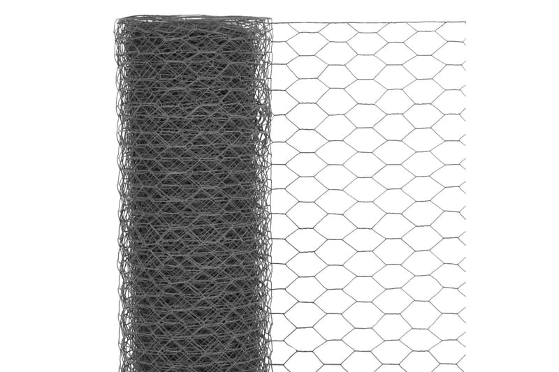 hønsenet stål med PVC-belægning 25 x 1,2 m grå - Grå - Mørkelægningsgardin