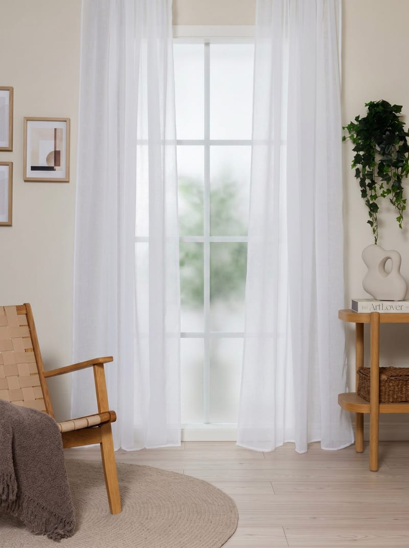 Gardin Alice 140x250 cm - Hvid - Tekstiler - Gardiner - Lange gardiner - Gardin med rynkebånd