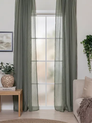 Gardin Alma 140x250 cm - Smaragdgrøn - Tekstiler - Gardiner - Lange gardiner - Gardiner med fransk læg