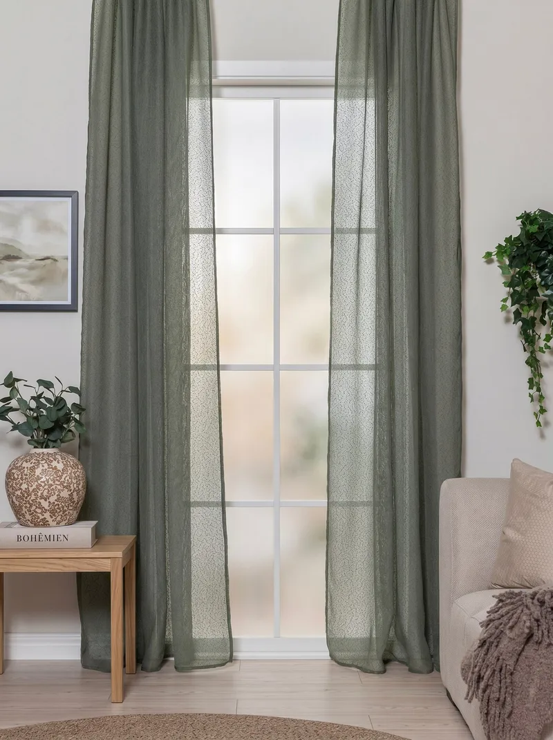 Gardin Alma 140x250 cm - Smaragdgrøn - Tekstiler - Gardiner - Lange gardiner - Gardiner med fransk læg