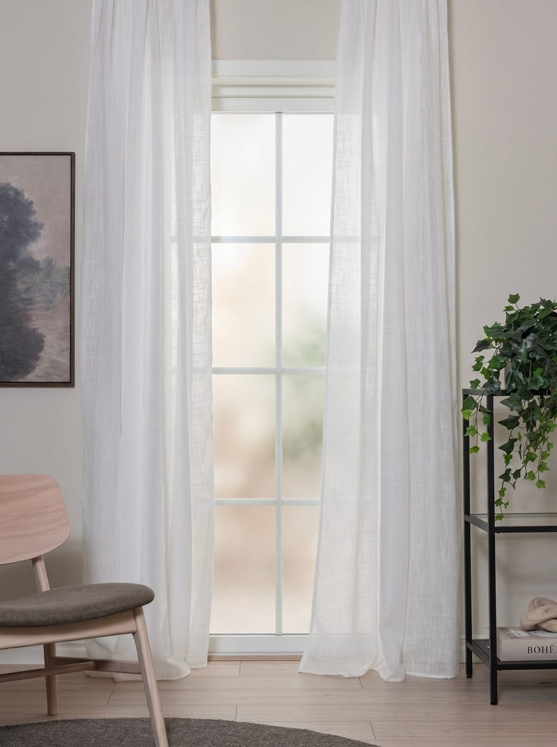 Gardin Stella 140x250 cm - Creme - Tekstiler - Gardiner - Lange gardiner - Gardin med rynkebånd