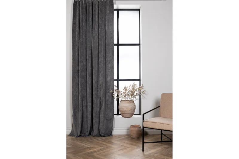 Elma Gardin 140x290 cm - Grå - Tekstiler - Gardiner - Lange gardiner - Gardiner med løbegang