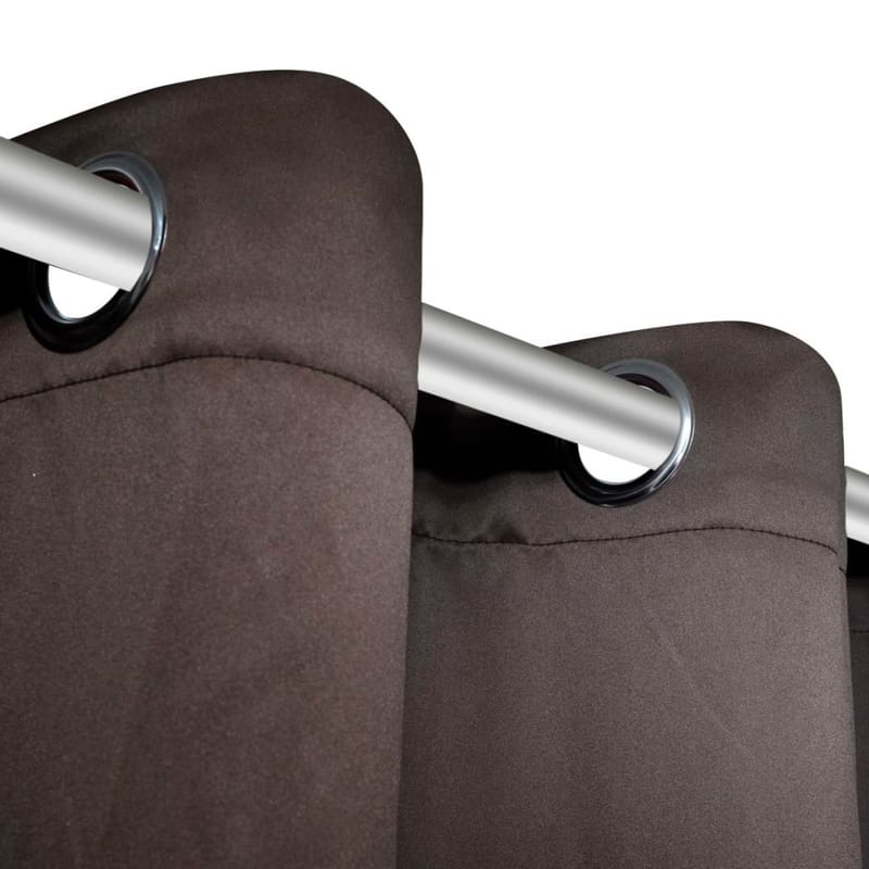 2 stk Brun Blackout Gardiner med Metal Ringe 135 x 245 cm - Brun - Tekstiler - Gardiner - Mørkelægningsgardin