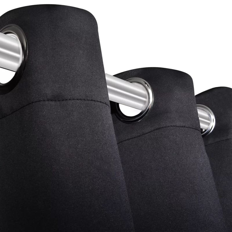 2 stk Sort Blackout Gardiner med Metal Ringe 135 x 245 cm - Sort - Tekstiler - Gardiner - Mørkelægningsgardin