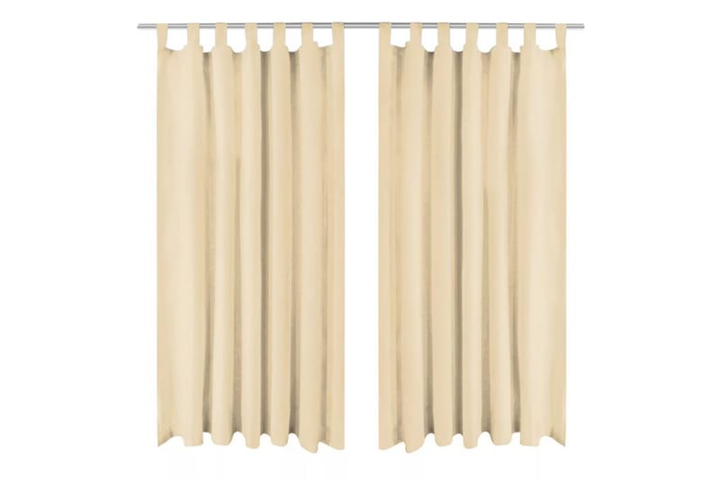 gardiner i mikro-satin 2 stk. med løkker 140 x 175 cm beige - Beige - Tekstiler - Gardiner - Mørkelægningsgardin